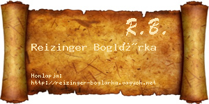 Reizinger Boglárka névjegykártya